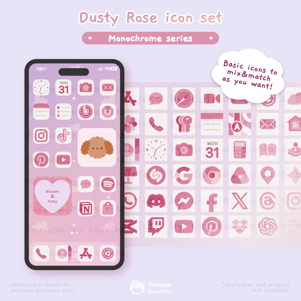 Dusty Rose Icon Set